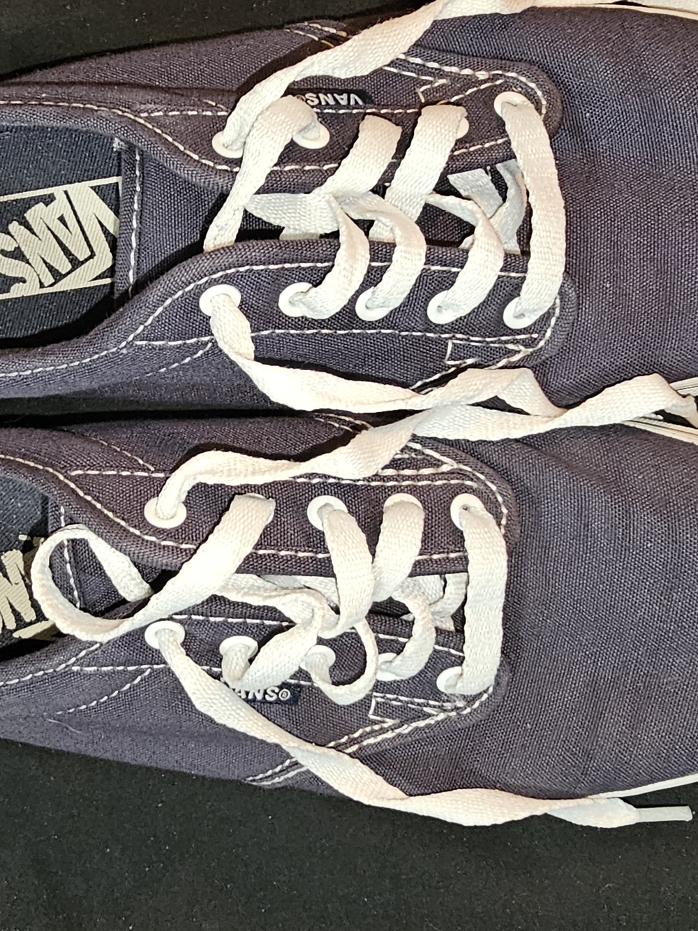 Womens Vans Classic Canvas Sneakers in Navy Blue With White Laces